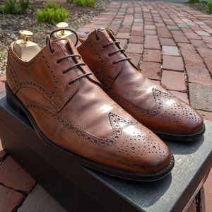 COLE HAAN GIRALDO WNGTP II - BRITISH TAN CP - USED IN BOX WITH BAG - SIZE 11.5 M